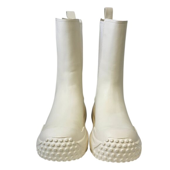 Charles & Keith Lug Sole Platform Rubber / Faux Leather Boots, Cream, Size 38/8 - Picture 2 of 9